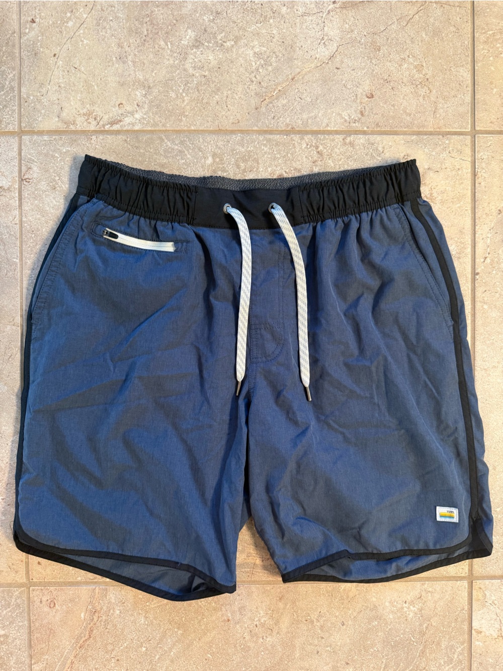 Vuori Men Azure Linen Texture Blue Unlined Drawstring Banks Shorts V330 Medium - Picture 4 of 12